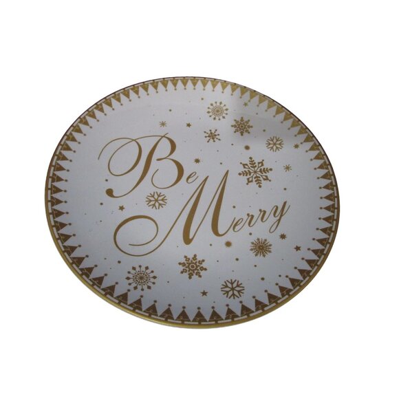Be Merry Festive Holiday Gold 222 Fifth Small Plates Set of Four GUC - Picture 5 of 15